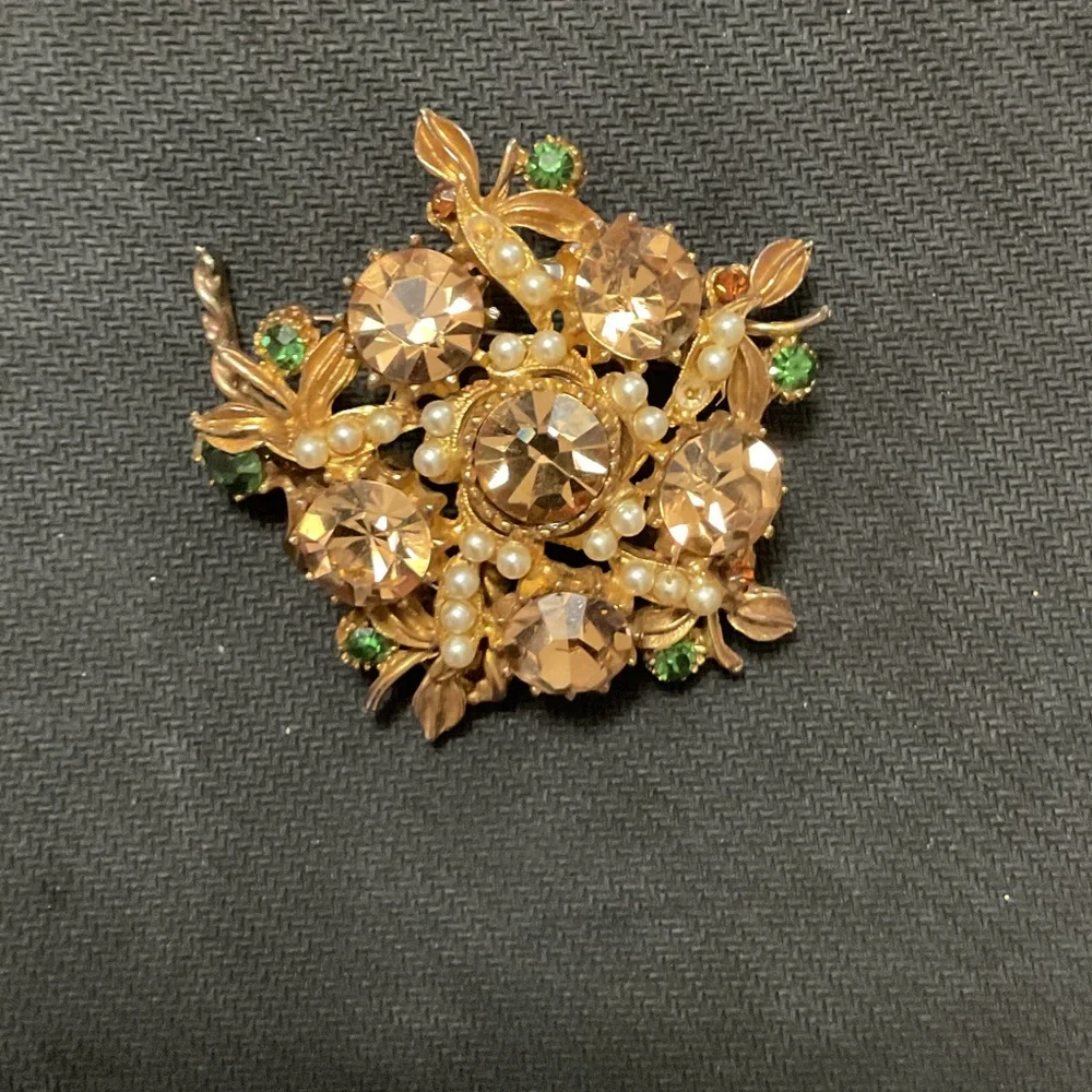 Stanley Gold and Green Floral Brooch